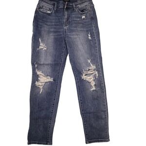 Judy Blue Boyfriend Jeans Womens Size 9 29 Distressed Stretch Denim Mid Rise